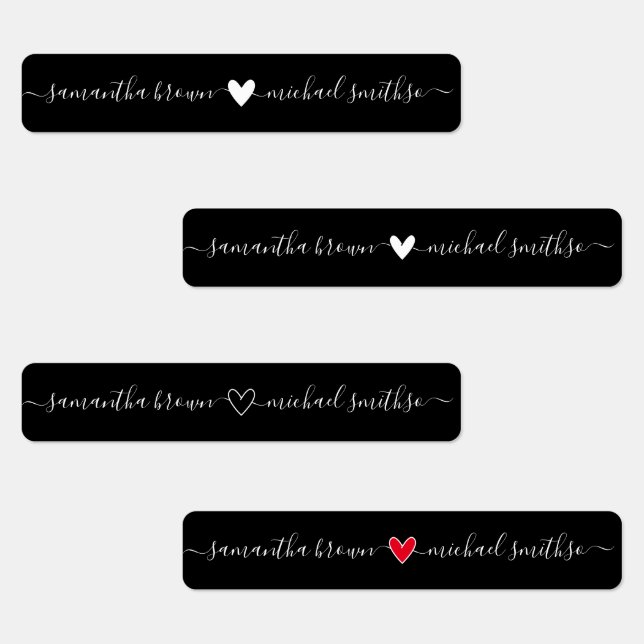 Étiquettes Nom de signature simple Élégant noir (Groupe)