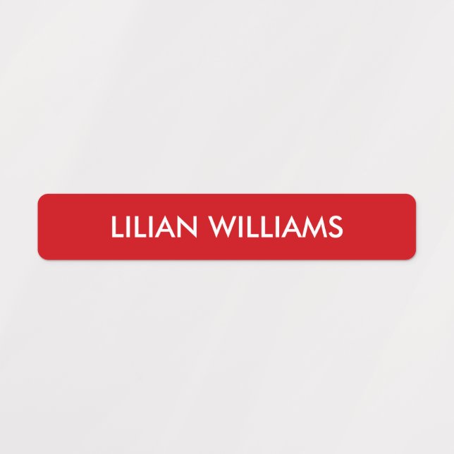 Étiquettes Nom d'enfant simple rouge et blanc (Design 4)