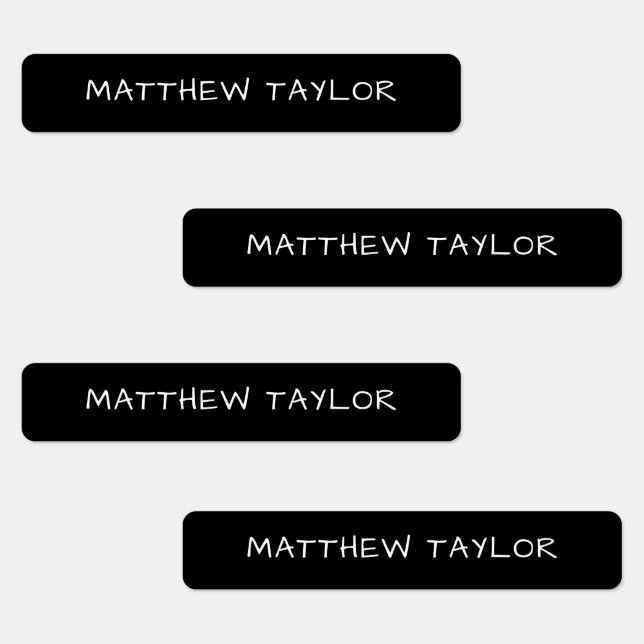 Étiquettes Nom d'imperméable adhésif personnalisé noir (Groupe)