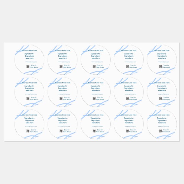 Étiquettes Nom d'ingrédient ajouter nom d'entreprise site Web (Feuille)