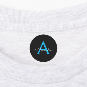 Étiquettes Nom du monogramme de la fille en noir bleu