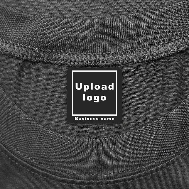 Étiquettes Nom et logo de l'entreprise sur le Carré noir (Black square iron on label with your business name and logo)