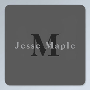Étiquettes Nom et monogramme Dark Gray