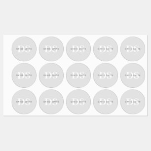 Étiquettes Nom et monogramme modernes Blanc gris clair et f