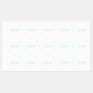 Étiquettes Nom et monogramme modernes Vert et blanc