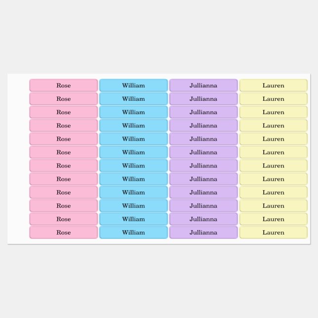 Étiquettes Nom pastel printanier coloré (Feuille)