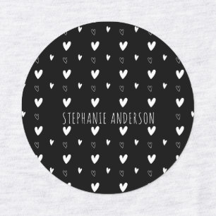 Étiquettes Nom personnalisé Noir Coeur Blanc Jouer Enfants