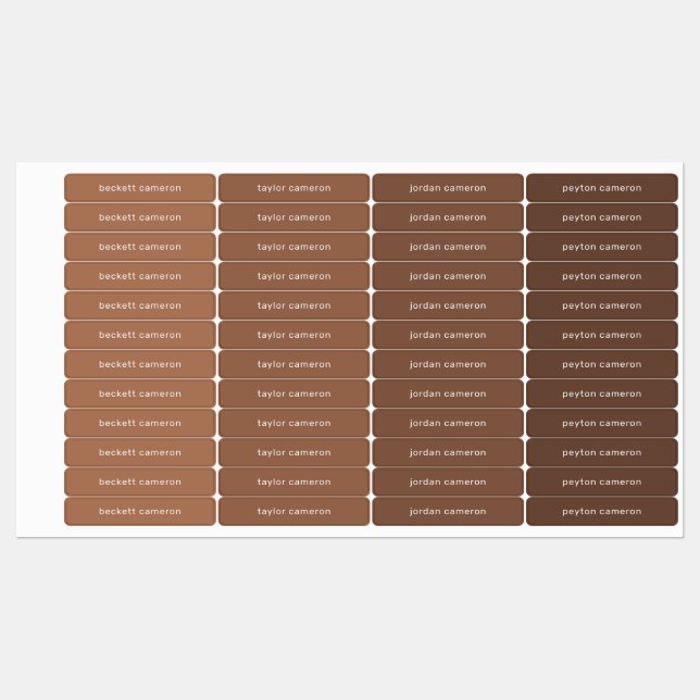 Étiquettes Nom sur l'adhésif Brown (Feuille)