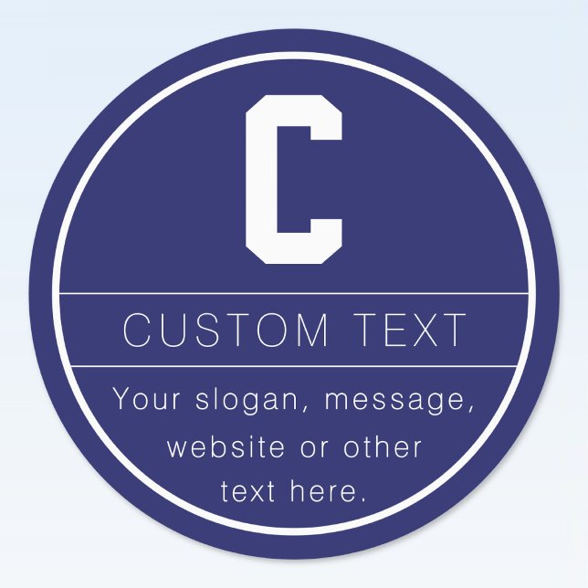 Étiquettes Nom unique et Modèle monographique | Bleu Marine (Créateur téléchargé)