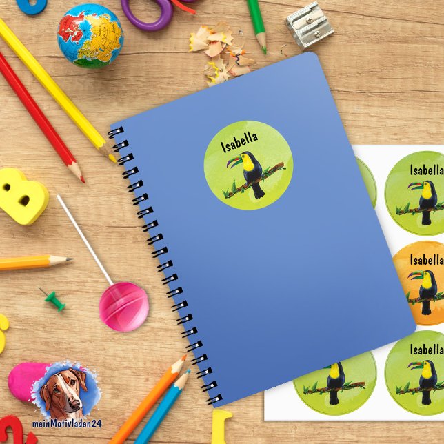 Étiquettes nominatives - Tucan Aquarelle | résista (Namensaufkleber für die Schule, mit exotischem Tucan im Aquarell-Design - personalisierbar )