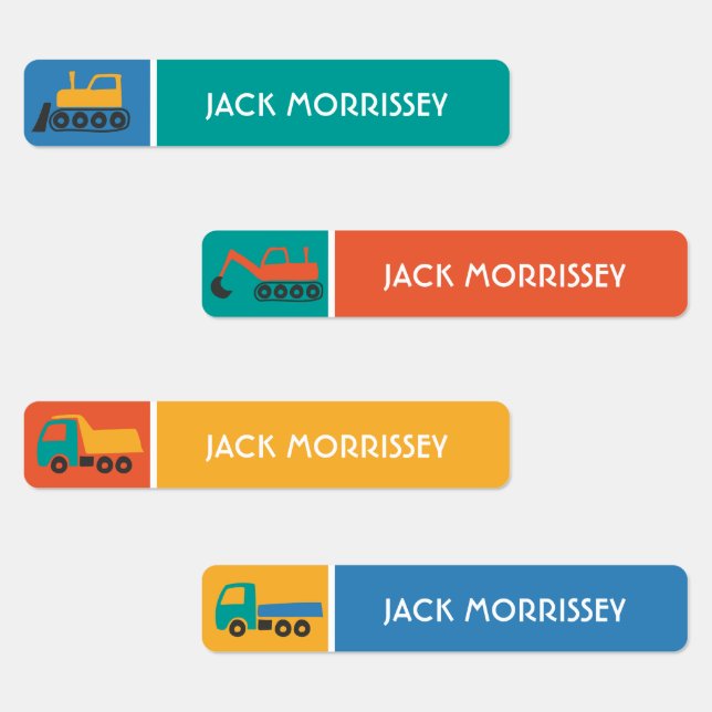 Étiquettes Noms d'enfants de camions mignons couleur (Groupe)