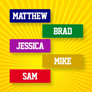 Étiquettes Noms étanches blancs sur plusieurs couleurs