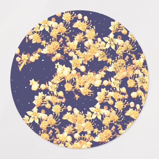 Étiquettes Nuit et or d'Hydrangea (Design 3)