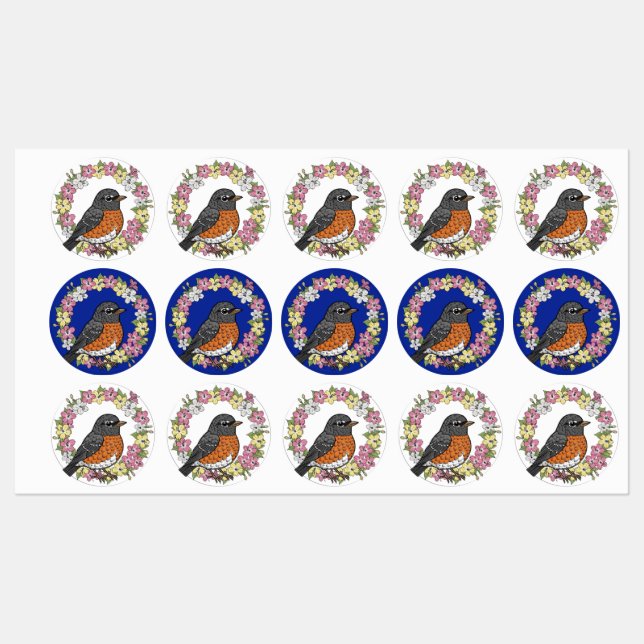 Étiquettes Oiseau Du Connecticut Mignonne Avec Mirabilis (Feuille)