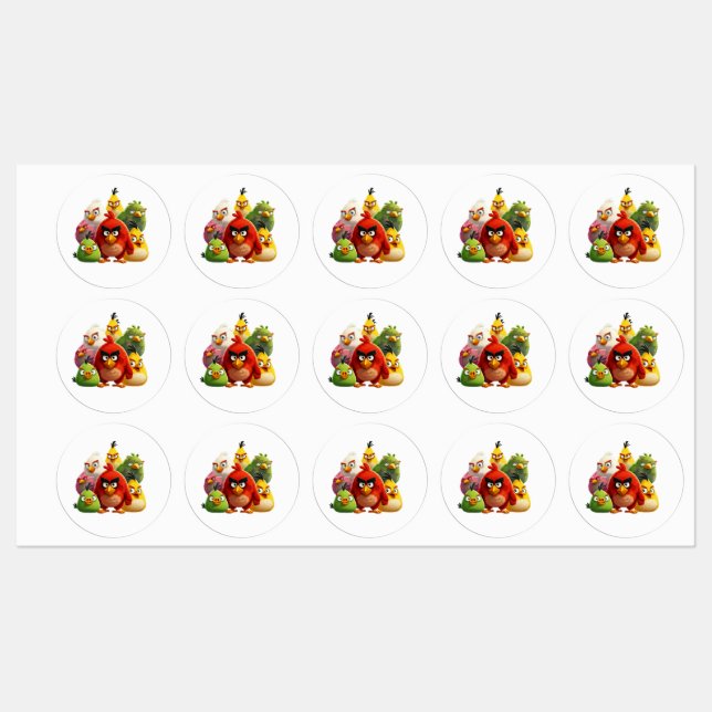 Étiquettes Oiseaux anagraires multicolores (Feuille)