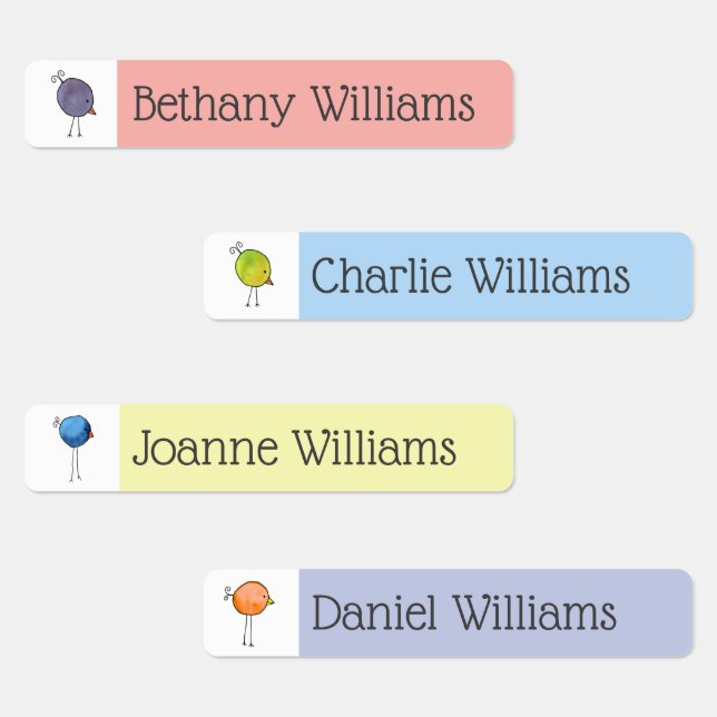 Étiquettes Oiseaux fantaisistes colorés (Groupe)