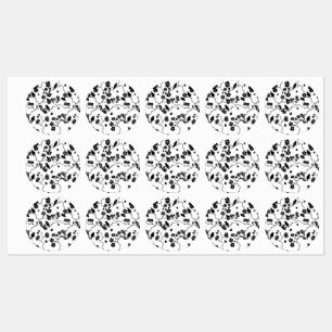 Étiquettes Oiseaux Motifs noirs et blancs sur les fleurs de c