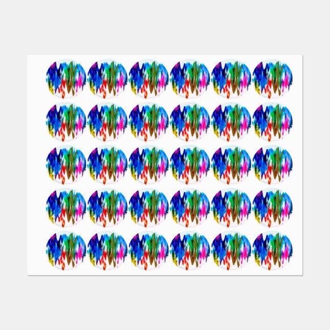 Étiquettes Ondes colorées (Feuille)
