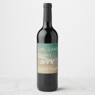 Étiquettes orientés de bouteille de vin de plage