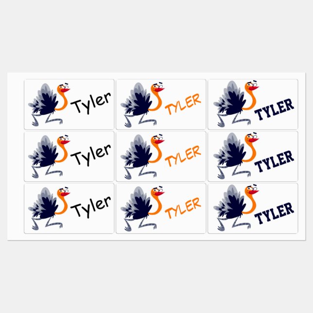 Étiquettes Ostrich caricaturale (Feuille)