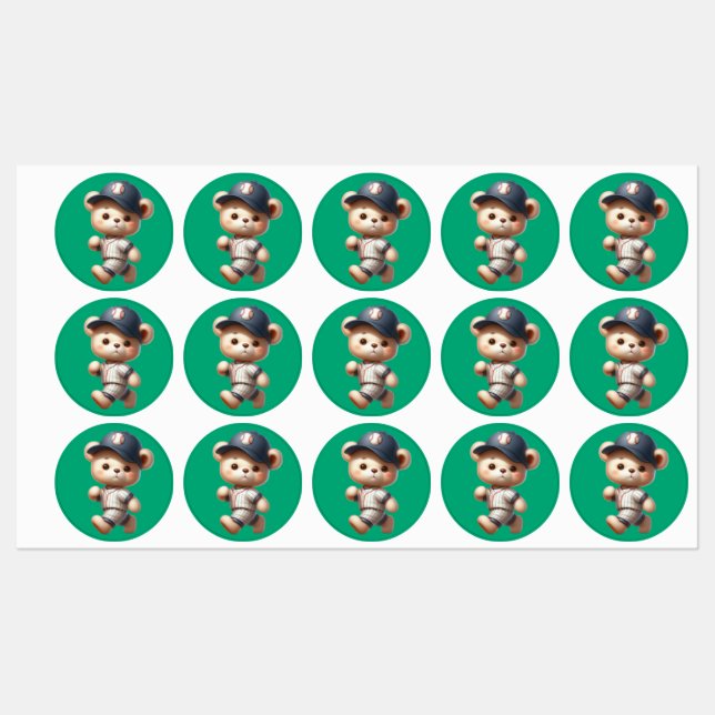 Étiquettes Ours de baseball 1 (Feuille)