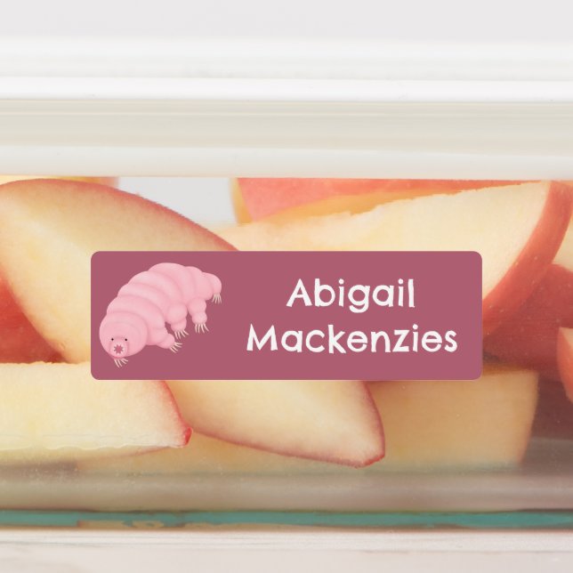 Étiquettes Ours d'eau tardigrade rose mignon personnalisé (Apposé)