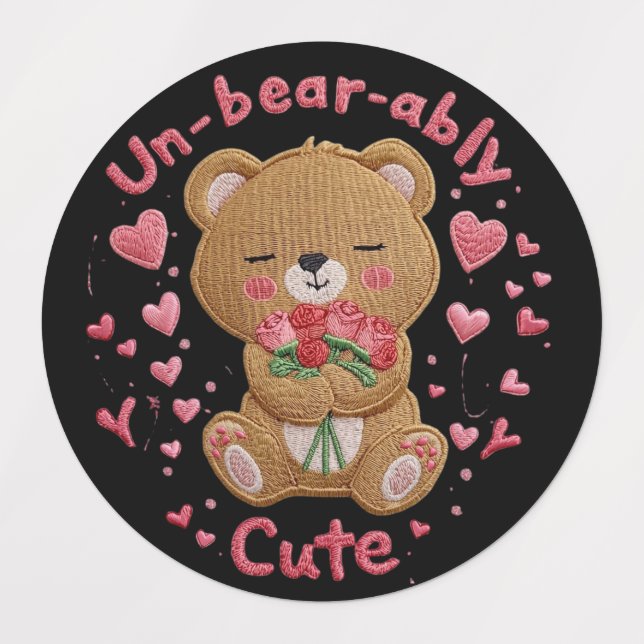 Étiquettes Ours en peluche mignon à mourir (Design 1)