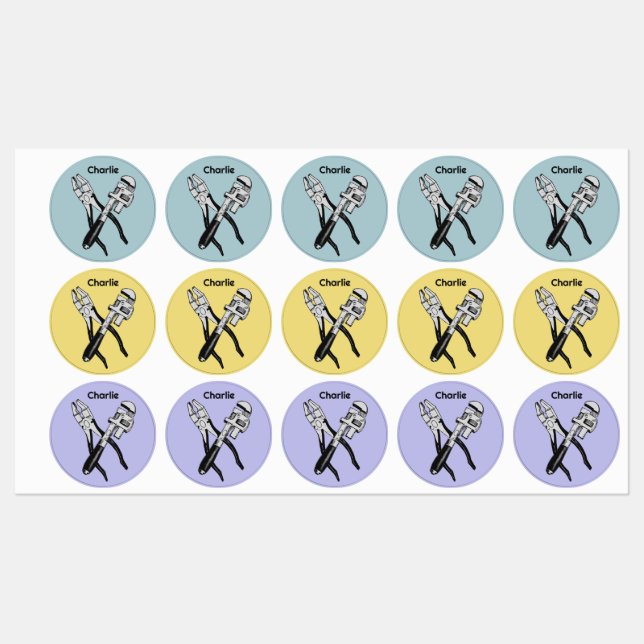 Étiquettes OUTILS de nom et de couleur personnalisés (Feuille)