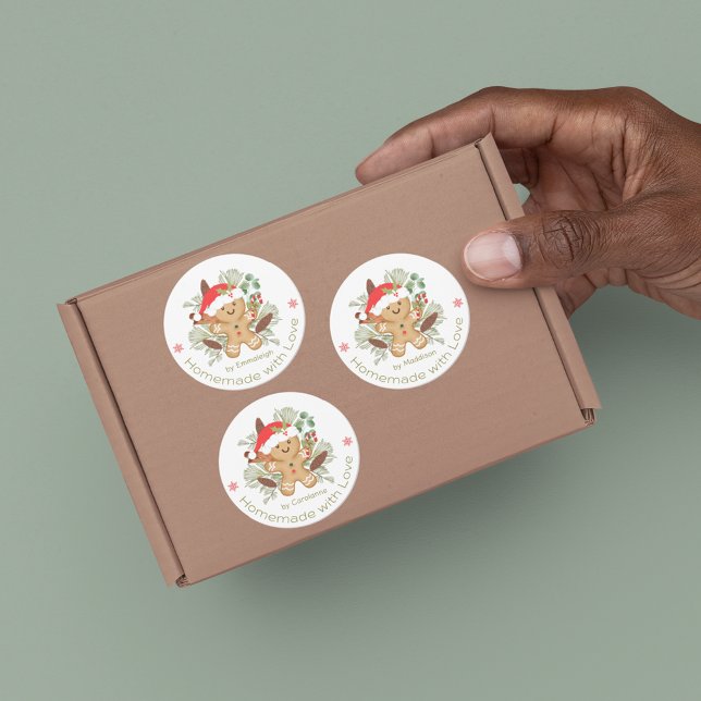 Étiquettes Pain d'épices Homme fait maison Amour Noël Aliment (Créateur téléchargé)