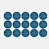 Paix sur Terre Minimaliste Blue Snowflake Étiquett