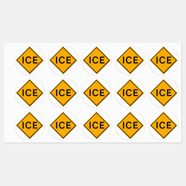 Étiquettes Panneau d'avertissement GLACE (Feuille)