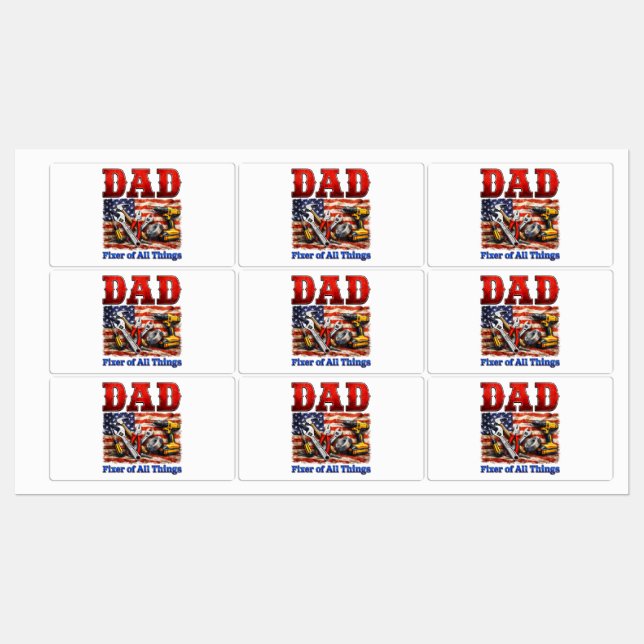 Étiquettes Papa drôle qui répare tout (Feuille)