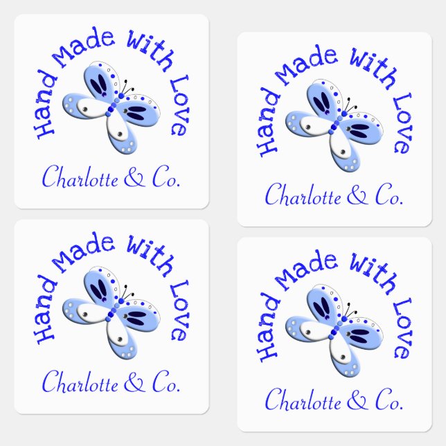 Étiquettes Papillon fait main avec l'amour produit personnali (Groupe)