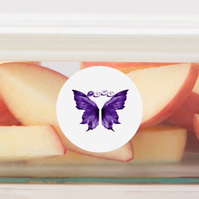 Étiquettes Papillon Violet Éthéré Die-Cut Esthétique  (Apposé)