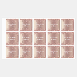 Étiquettes Parties scintillant Gold Blush rose Nom de texte p