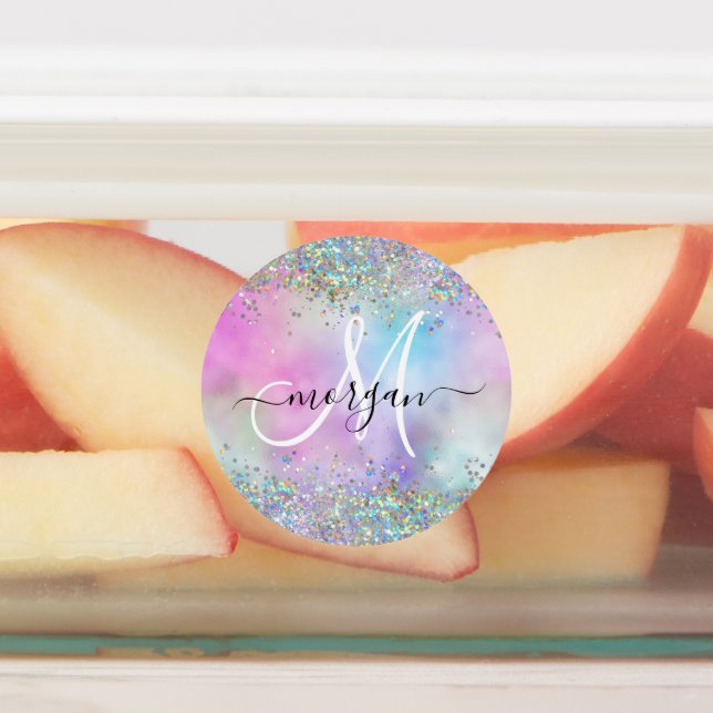 Étiquettes Parties scintillant holographique Rainbow Pastels  (Apposé)