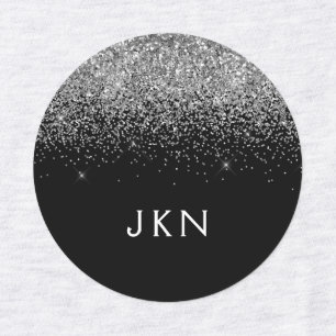 Étiquettes Parties scintillant noire en argent Chic Nom du mo