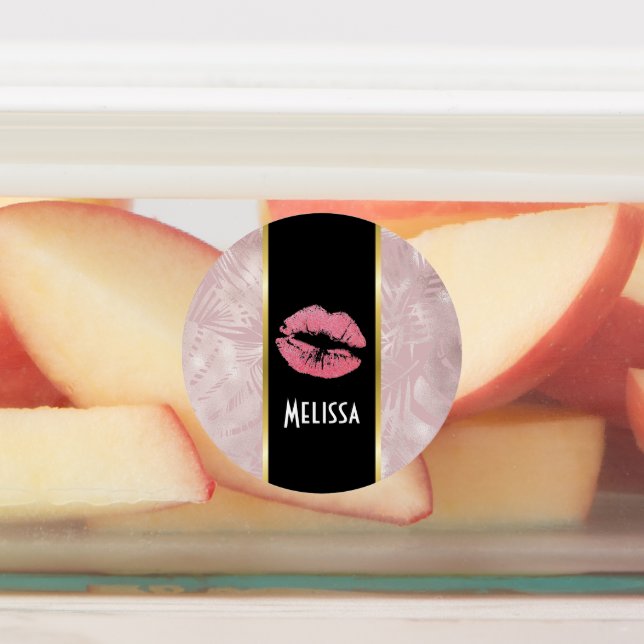 Étiquettes Parties scintillant rose lèvres et Rose Gold Tropi (Apposé)