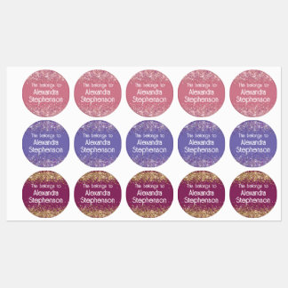 Étiquettes Parties scintillant rose violet bébé fille Nom éta