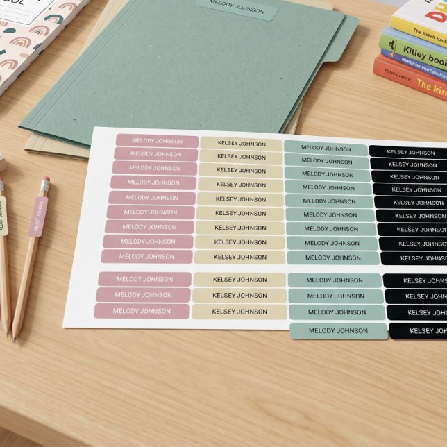 Étiquettes Pastels de salle de classe Fille codée par couleur (Créateur téléchargé)