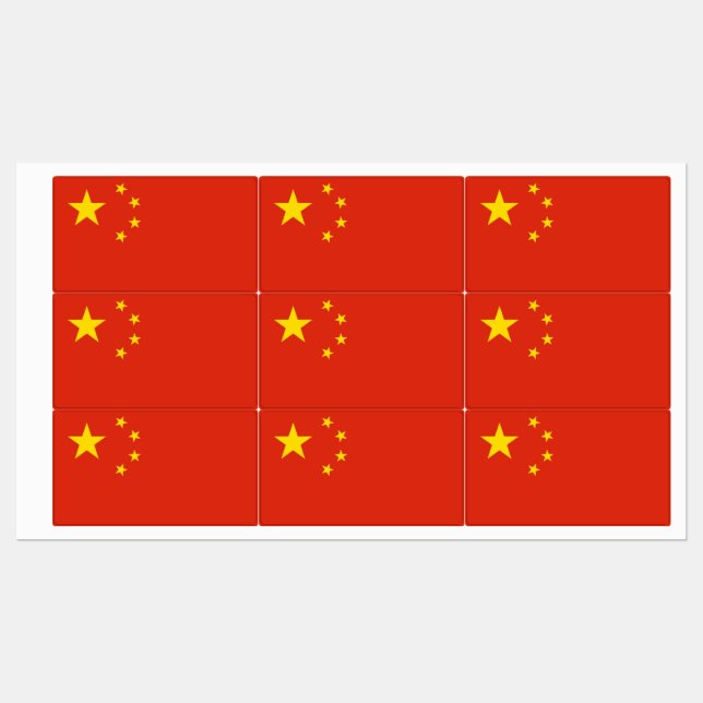 Étiquettes patriotiques avec drapeau de la Chine (Feuille)