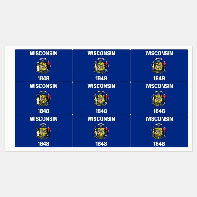 Étiquettes patriotiques avec drapeau de l'Etat du  (Feuille)