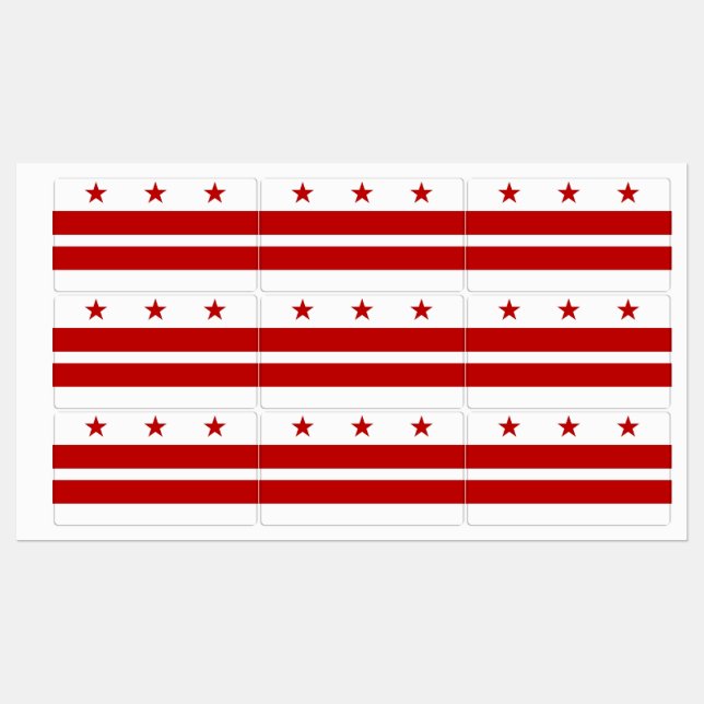 Étiquettes patriotiques avec drapeau de Washington (Feuille)