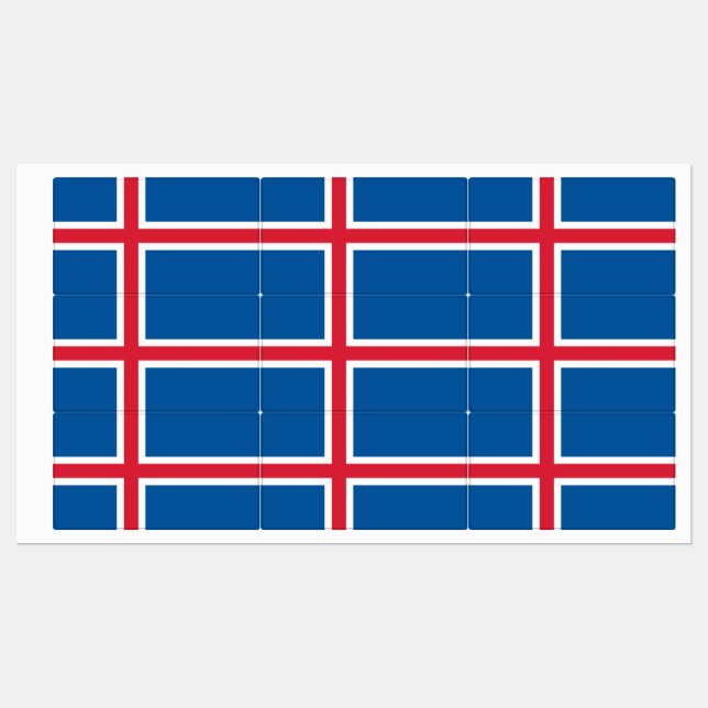 Étiquettes patriotiques avec drapeau d'Islande (Feuille)