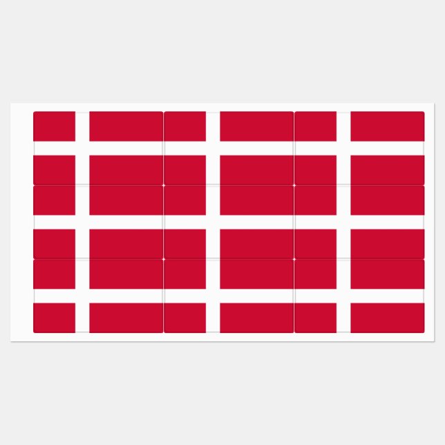 Étiquettes patriotiques avec drapeau du Danemark (Feuille)