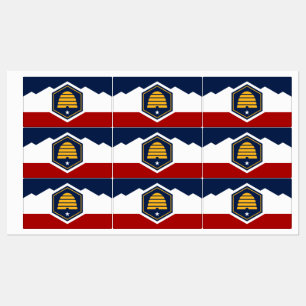 Étiquettes patriotiques avec le drapeau de l'Utah,