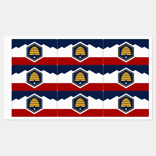 Étiquettes patriotiques avec le drapeau de l'Utah, (Feuille)