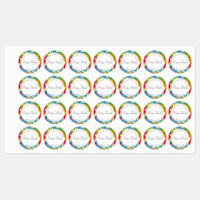 Étiquettes Peinture à rayures colorées (Feuille)