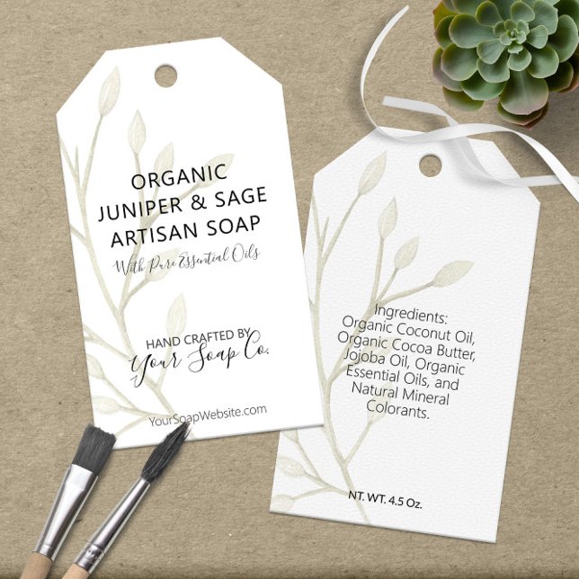 Étiquettes pendantes pour savon botanique à l'aqua (Modern Watercolor Botanical 🌿 Soap Hang Tags
)