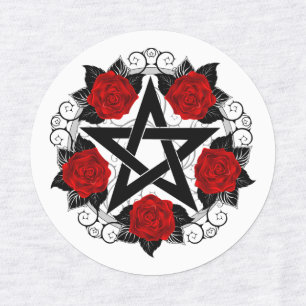 Étiquettes Pentagramme aux roses rouges